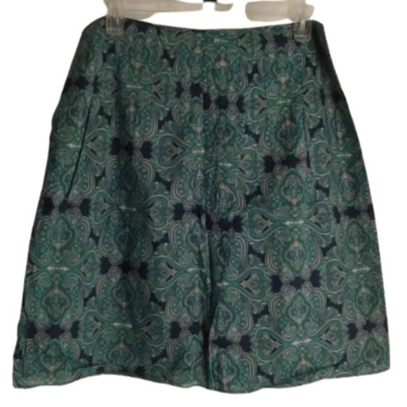Villager 16 Paisley skirt lined blue NWT a Liz Claiborne Company Pleats Green - Picture 1 of 6